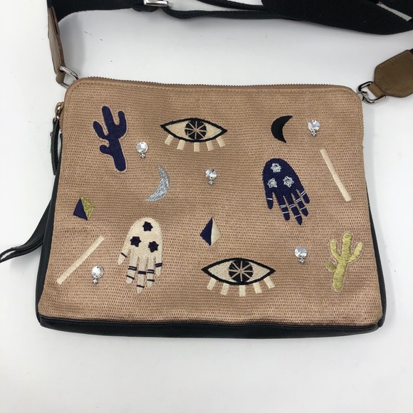 Lizzie Fortunato Jewels Safari Clutch Voodoo Purse Crossbody Black Leather Gypsy